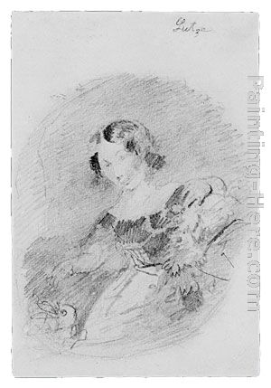 Girl with Rabbit (from McGuire Scrapbook) painting - Emanuel Gottlieb Leutze Girl with Rabbit (from McGuire Scrapbook) art painting